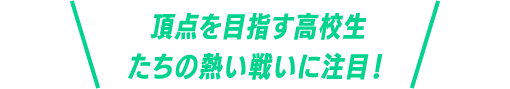 頂点を目指す高校生たちの熱い戦いに注目!